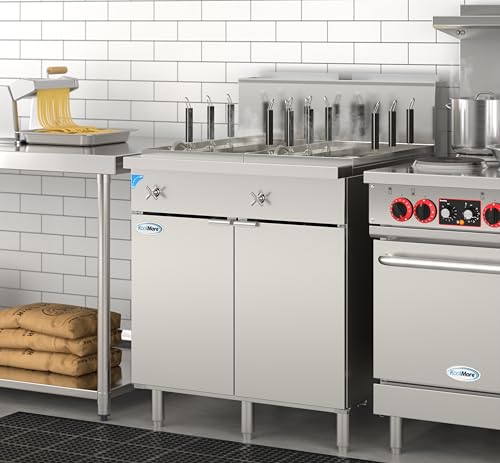 12 Basket 22 Gallon Commercial Natural Gas Pasta Cooker with 140 (12 Baskets)