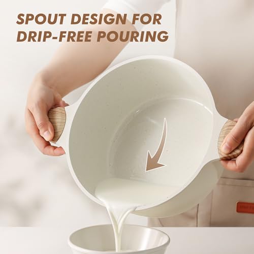 Ceramic Nonstick Stock Pot with Lid (7 Quart / Antique White)