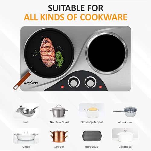 1800W Dual Burner Portable Electric Ceramic Stove