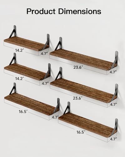 Amada Solid Paulownia Wood Wall Shelves (Brown / Large)