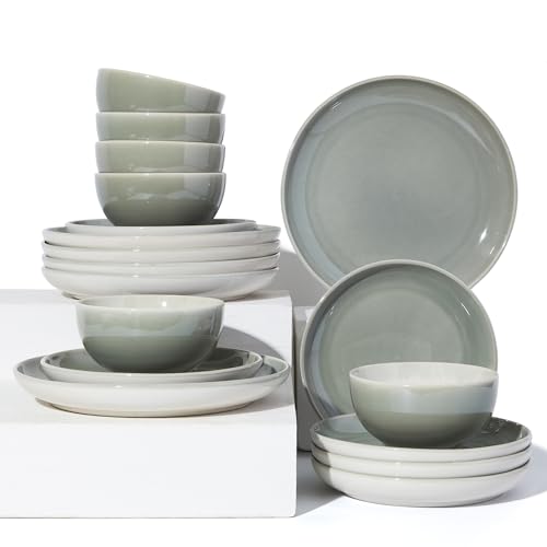 Ceramic Dinnerware Sets for 6 (Gray Green / Set (18pcs))