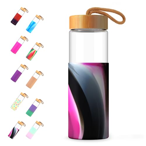 24 oz Glass Water Bottles with Lids (Blackred / 24 Ounces)