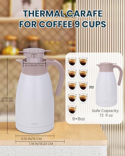 2.2L 74Oz Thermal Coffee Carafe (White / 74.4 Ounces)