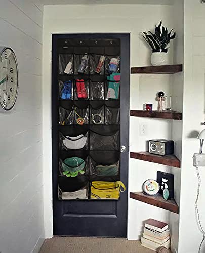 Extra Large Hanging Over Door Shoe Organizer (B-black&Clear)