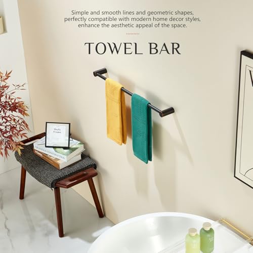 Bathroom Towel Rack Wall Mounted 24'' Bath Towel Bar Holder for Bathroom Hardware Accessories Oil Rubbed Bronze Stainless Steel (Oil Rubbed Bronze / 24-Inch)