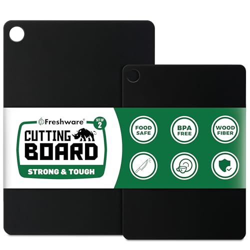 Wood Cutting Boards for Kitchen (Set of 2 [No Groove] [Black] / Set of 2 (Black))