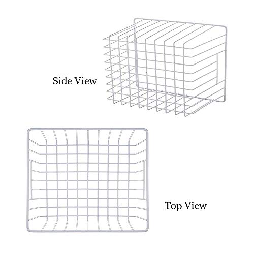 Freezer Wire Storage Organizer Basket (White / 11"L x 10"W x 7"H)