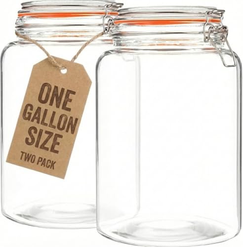 Large 1 Gallon Glass Mason Jar with Hinged Lids (1 Gallon)