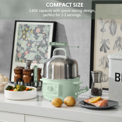 G32 1.6Qt Electric Food Steamer (Cozy Greenish)
