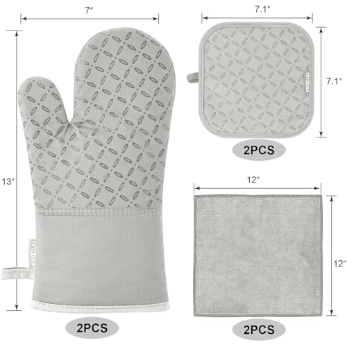 Oven Mitts and Pot Holders 6pcs Set (Greenish Gary)