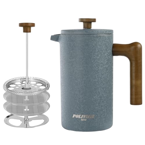 POLIVIAR French Press Coffee Maker (Crack Blue)