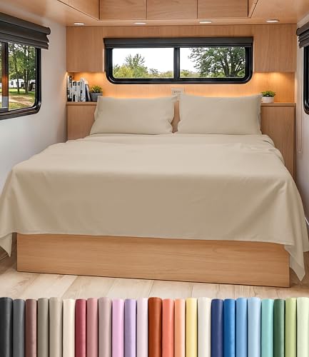 Short Queen Size 4 Piece Bed Sheet Set (12 - Cream / Short Queen)