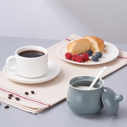 7 OZ Ceramic Sugar Bowl with Lid and Spoon