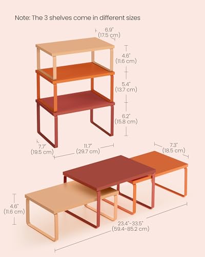 Cabinet Organizer Shelf (Mandarin Red + Pumpkin Orange / S (4.6"H) + S (5.4"H) + S (6.2"H))