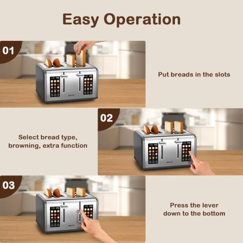 4 Slice Toaster with Touch Screen Control (Pearl Grey / 4 Slice)