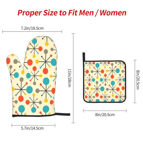 Mid Century Fifties Modern Atomic Retro Oven Mitts and Pot Holders Sets of 3