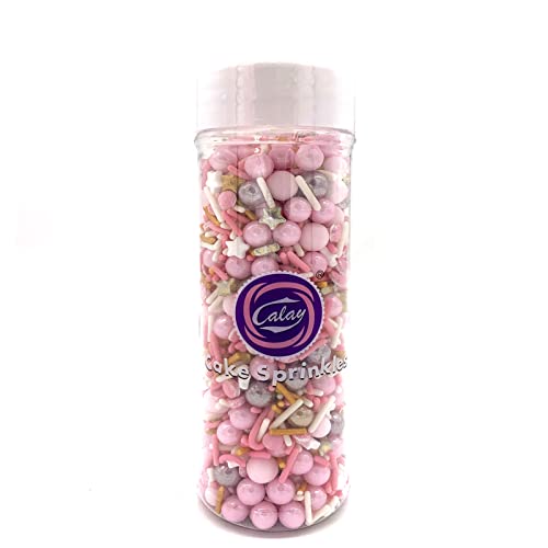 Rose and Gold Sprinkles Sugar Sprinkle Mix Pink Sprinkles Cake Decorations Cupcake Toppers Cookie Decorating Ice Cream Celebrations Shaker Jar Wedding Shower Party（120g (4.2 Ounce)