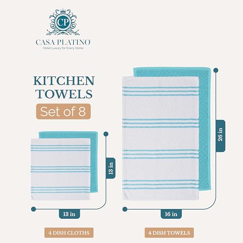 Kitchen Towel Set 8 Pc (Terry - Aqua / Kitchen Towel Set - 8 Pack)