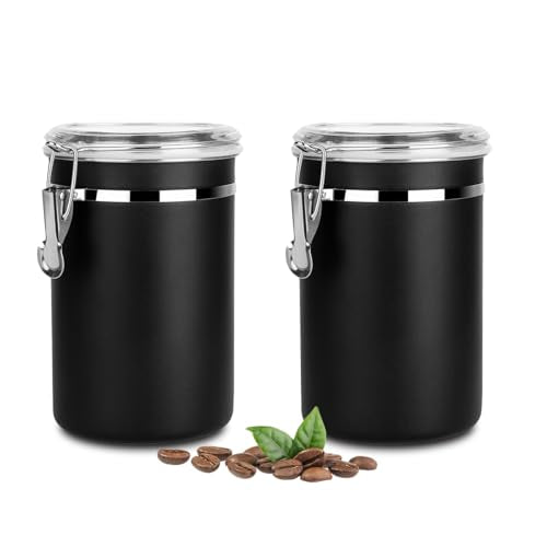 Stainless Steel Food Container with Clear Lids Airtight Container Stackable Small Canisters Kitchen Pantry Storage for Cereal (1.8L Dark Black-2)