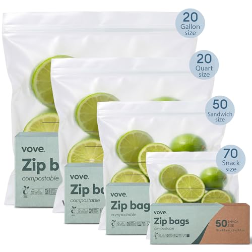 Compostable Storage Zip Bags 140 Count Variety Pack