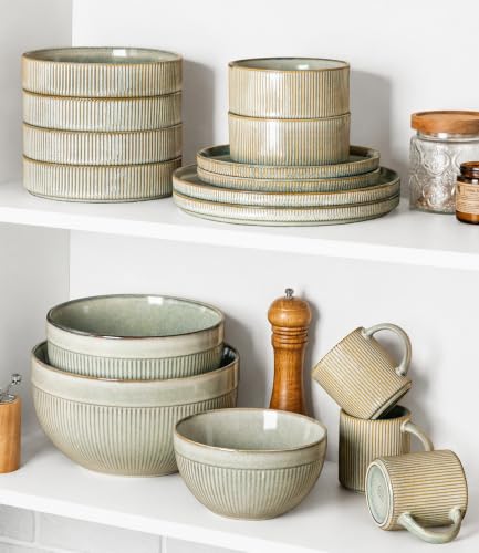 Ceramic Mixing Bowls Set of 3 (Desert Sage / Set of 3)