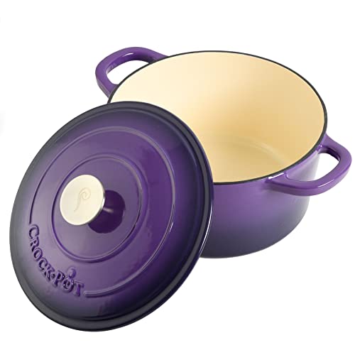 Artisan 5 Quart Round Enameled Cast Iron Dutch Oven (Lavender Purple / 5-Quart)