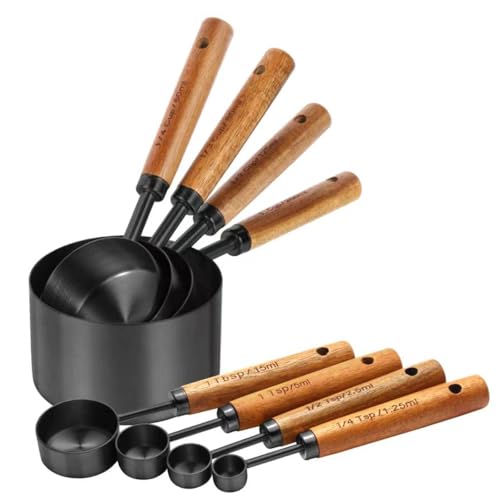 Black Measuring Cups and Spoons Set (Black)