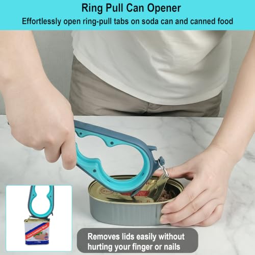 Jar Opener with Gripper Pads for Weak Hands (Blue and Grey)