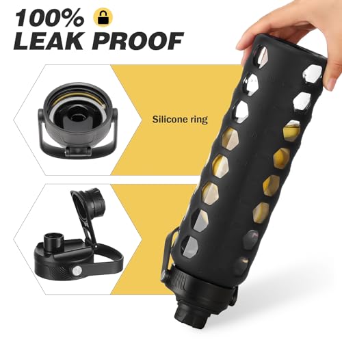 Glass Water Bottle (Black / 32 Ounces)