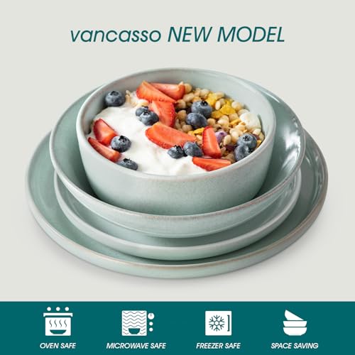 ANYA 24 Pieces Plates and Bowls Set (Mint Green / 24 Pcs (Service for 6))