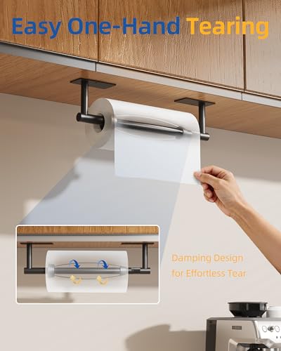 Paper Towel Holder Under Cabinet (Matte Black / One Hand Tear - Rectangle)