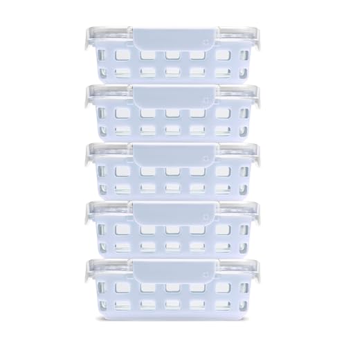 Duraglass 3.4 Cup Glass Meal Prep Containers (Halogen Blue with Sleeve / 3.4 Cup)