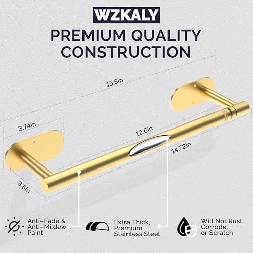 Gold Paper Towel Holder Under Cabinet Self Adhesive or Wall Mount (Gold / Standard Holder)