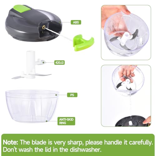 Manual Food Processor Vegetable Chopper (500ml / Ggreen)