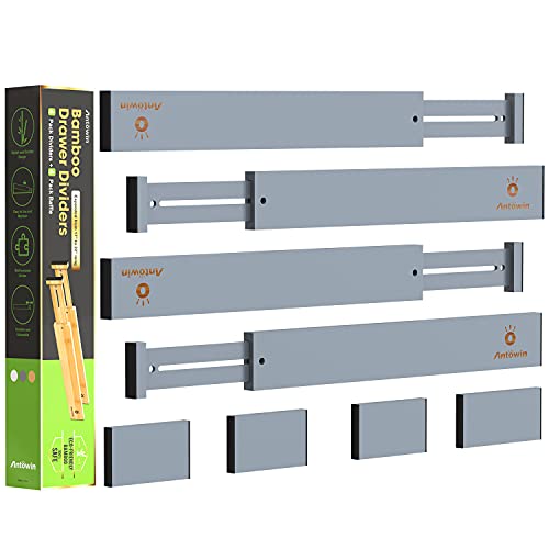 Expandable Bamboo Drawer Dividers (Grey)