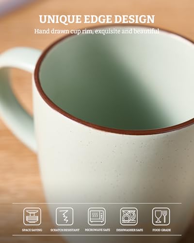 Mercury Coffee Mugs 13 oz (Mercury-Light Green / 4 Count (Pack of 1))