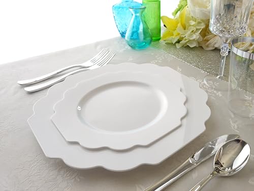 OCCASIONS Disposable Plastic Plates for 120 Guests (960 Piece (120 Guest) / H. Imperial White)