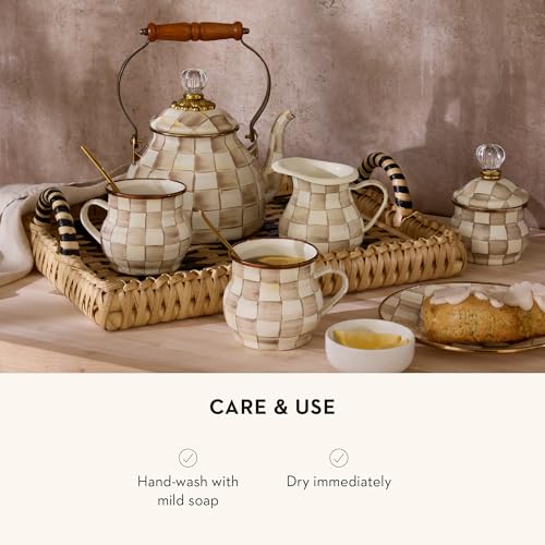 Enamel Round Tray (Mocha Check)