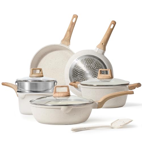 Nonstick Pots and Pans Set (Cream White / 10 Piece)