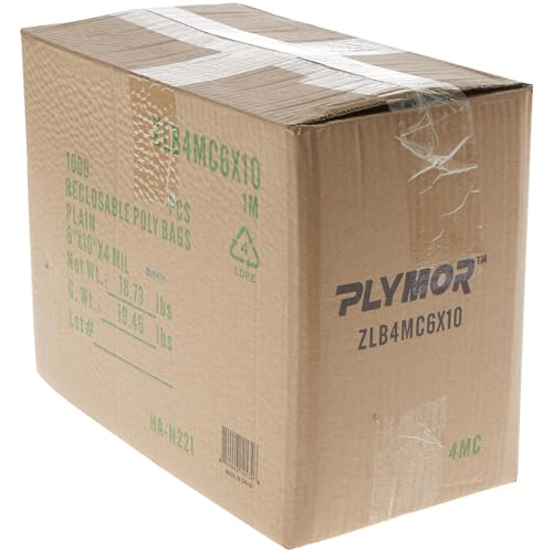 6 x 10 inch 4 Mil Zipper Reclosable Bags (1000 Count)