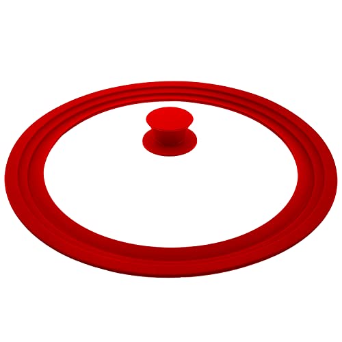 Universal Vented Tempered Glass Replacement Lid for Pots (6.5", 7", 8” / Red)
