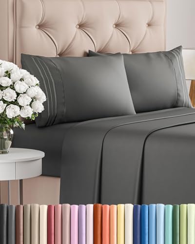 Queen Size 4 Piece Sheet Set (07 - Charcoal / Queen)