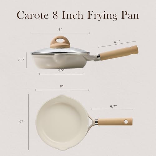 8" Ceramic Frying Pan with Lid (Taupe / 8 inch With Lid)