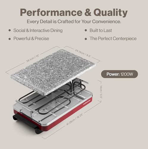 KF 77045 Classic 8 Person Raclette Party Grill with Granite Stone Grill Top