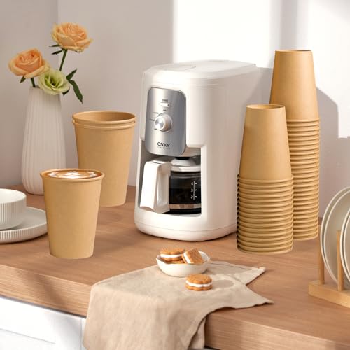 180 Pack 12 oz Coffee Cups Brown Kraft Disposable Hot Paper Cups (Brown / 12OZ-180PACK)