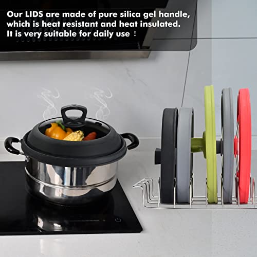 Tall Microwave Splatter Cover Glass Cover Guard Lid 7 inch Height with Collapsible Silicone for Food Pot Plate 12.5 inch Black (12.5 inch / Black (Taller style))