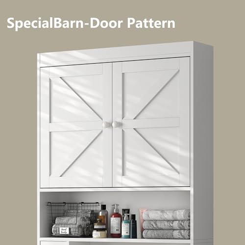 Over The Toilet Storage Cabinet with Barn Doors (White / Barn Doors Over Toilet Cabinet)