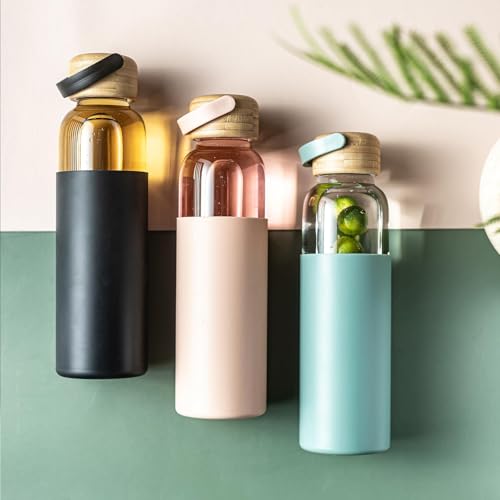 21oz Borosilicate Glass Water Bottle with Non (2pcs Pink)
