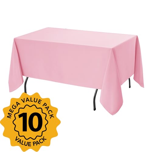 10 Pack Pink Tablecloths for Rectangle Tables (Pink / 70x108 In, 10 Pack)