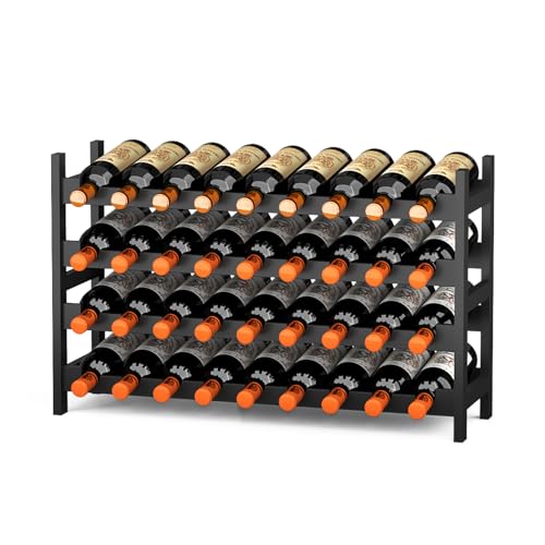 Wine Rack Freestanding Floor (Black Finish 4-tier Without Glass Holder)